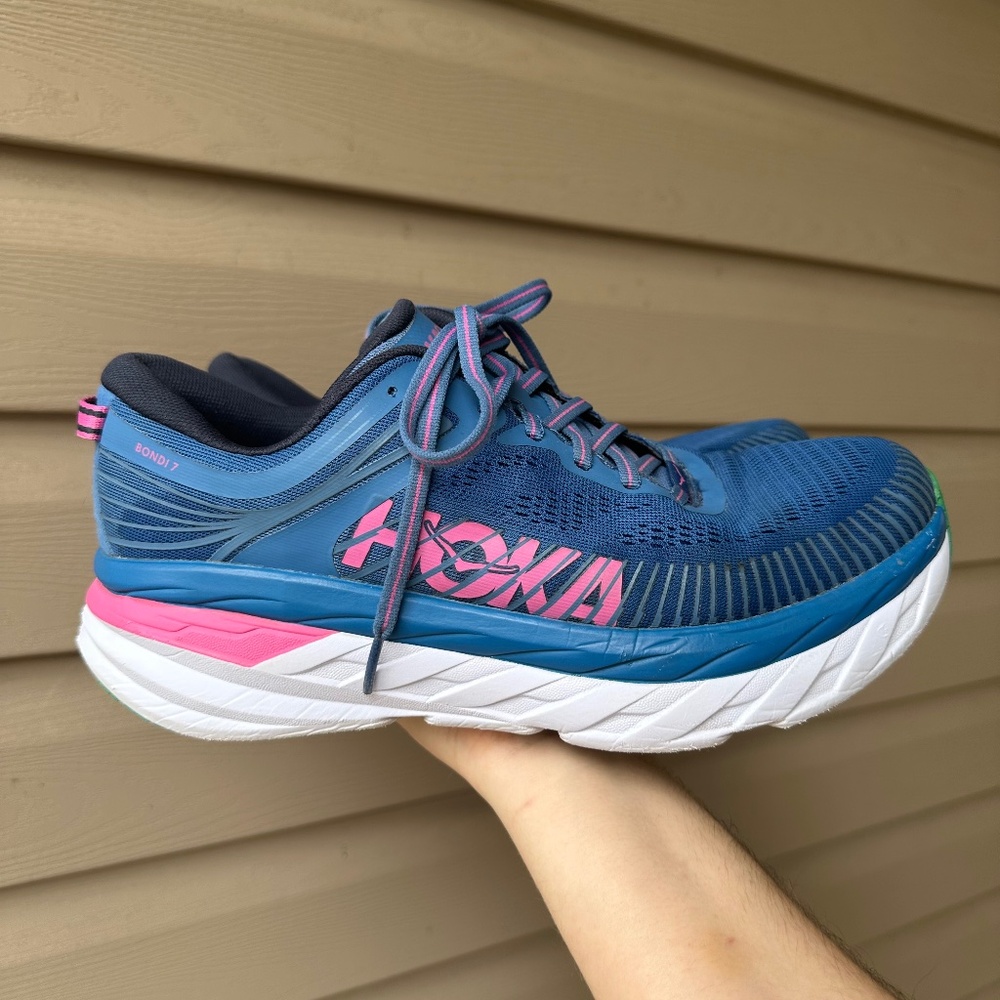 Hoka One One Bondi 7 Vallarta Blue Phlox Pink 9